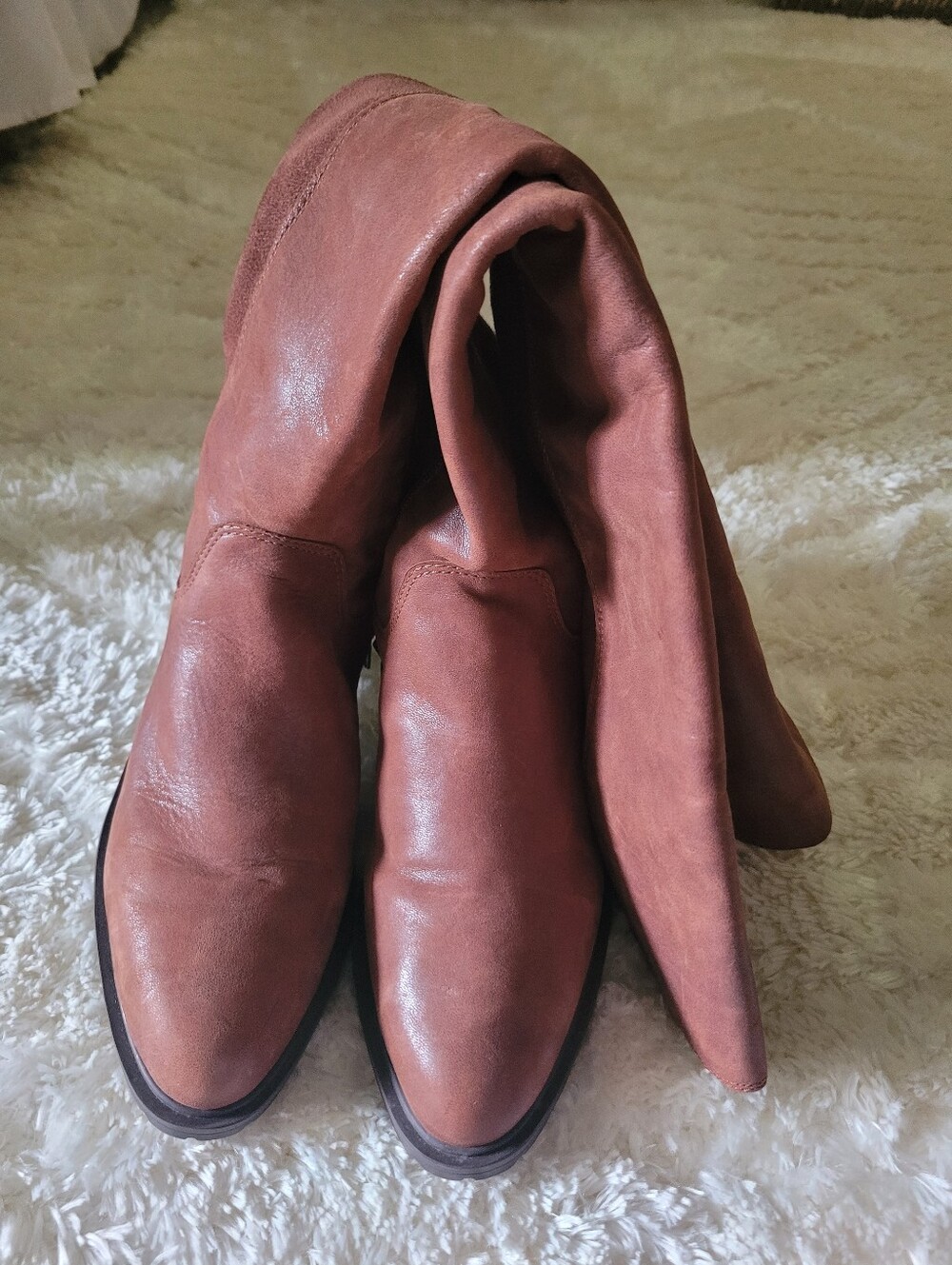 Women's Tall Leather Boots in Rust